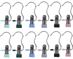 Set van 12 Rvs Kledingknijpers en Hangers - Ideaal voor Broeken, Handdoeken en Sokken - Duurzaam en Multifunctioneel