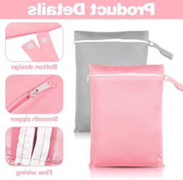 Waterdichte Waszak 40x30cm met Handvat, Herbruikbare Ritszak voor Zwemkleding, Strandhanddoeken en Luiers (Grijs & Roze) — thumbnail 5