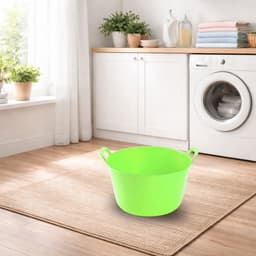 Plasticforte flexibele emmer/kuip - groen - kunststof - rond - 56 liter - 60 x 53 x 38 cm - wasmanden - tuinafval - speelgoed — thumbnail 2