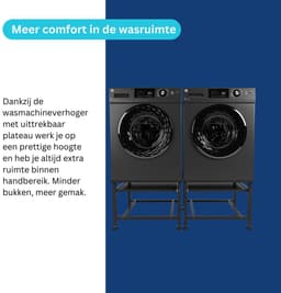 Wasophoogte® Wasmachine verhoger - Wasmachine opbouwmeubel - Wasmachine sokkel - 45 cm hoog - Zwart - Dubbel - Universeel — thumbnail 5