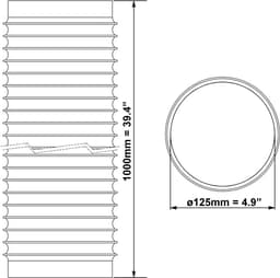 Flexibele Afzuigslang Ø 125mm voor Ventilatie, Vochtige Ruimtes en Droger - 1 Meter — thumbnail 2