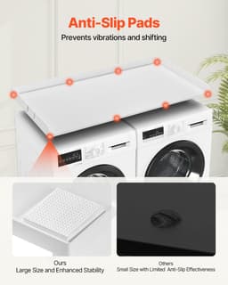 VEVOR werkblad voor wasmachine droger houten opzetstuk 1370x700x69mm wit — thumbnail 3