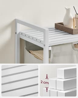 Laundry basket with shelf, box, and removable bag - 65 L 50 x 33 x 72 cm white BLH101W01 — thumbnail 3