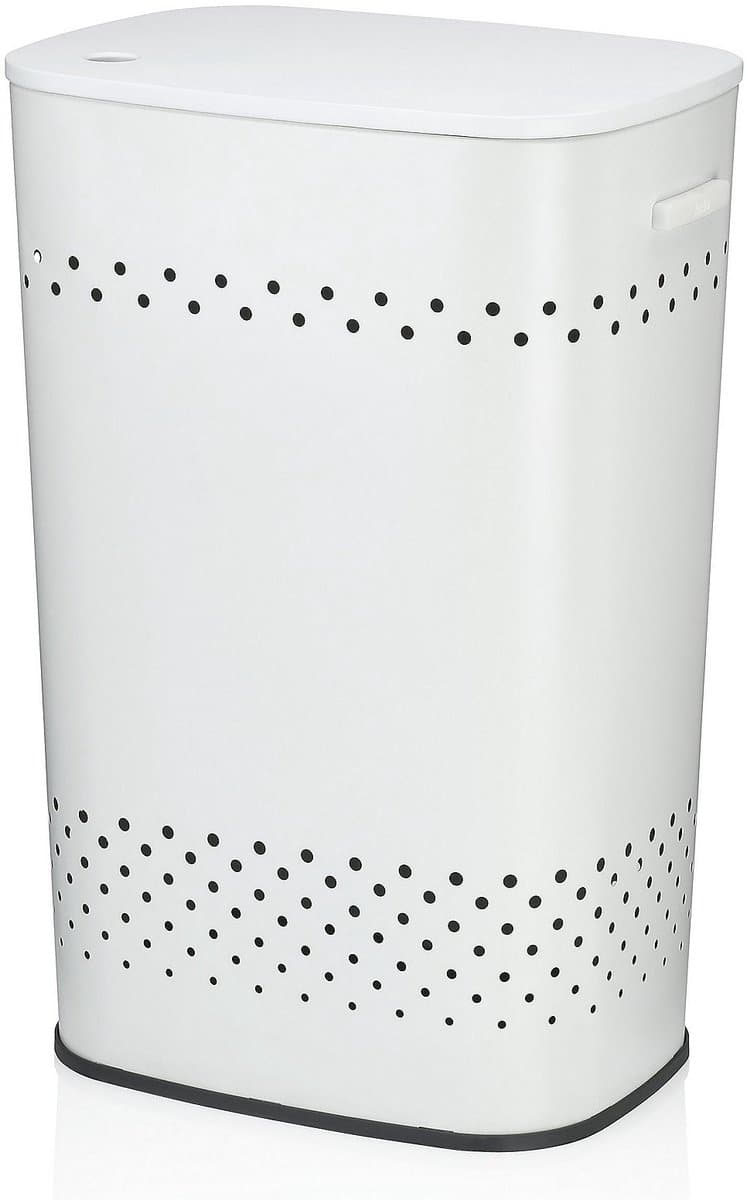 Wasmand, Met Zitdeksel, 60 L, RVS met Poedercoating, Wit - Kela | Malaga — afbeelding 1