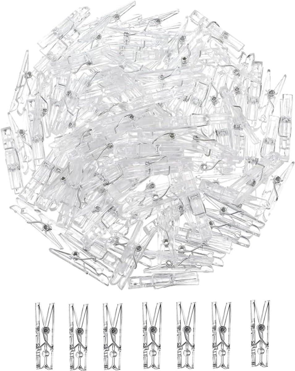 Allecto Plus - Set van 100 stuks Lentehangende Clips - Transparante Mini-Klemmen voor Foto's, Lichtkettingen - Kunststof Klemmen met Doorzichtig Ontwerp — afbeelding 1