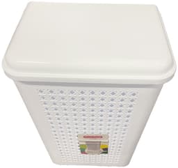 Plasticforte Wasmand met deksel - 50 liter - wit - kunststof - 41x31x61 cm — thumbnail 2