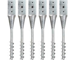 vidaXL - Grondpinnen - 6 - st - 7x7x56 - cm - gegalvaniseerd - staal - zilverkleurig — afbeelding 1