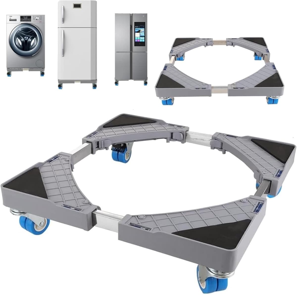Wasmachine onderstel Wasmachine onderkast met 4 rollen Verstelbaar wasmachine voetstuk onderstel Wasmachinekast voor droger en wasmachine (Lengte 43-67cm) — afbeelding 1