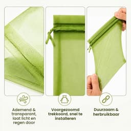 Druivenzakjes - Groen - 15 x 10 cm - Organza met Trekkoordsluiting - Voor Kleine Fruitsoorten — thumbnail 4