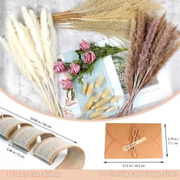 Gedroogde Bloemen, Bruin, Wit Pampasgras Pluizige Bladeren, Lagurus en Zegge Gedroogde Bloemen Boeket Gedroogde Bloemen, Voor Bloemstuk Home Decor — thumbnail 2