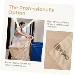 Large Commerciële Waszak met Ijzeren Waswagen Vervangzak Hoge Rechthoekige Liner Zware Stof Wasmand Organizer voor Hotel Professioneel Gebruik — thumbnail 2
