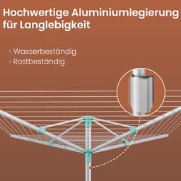 Waslijn – In hoogte verstelbaar – Voor tuin – Met wasknijpers — thumbnail 4