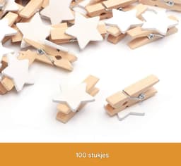 Houten wasknijpers ster - Christmas - 35 mm - 100 stuks - Bruin — thumbnail 3