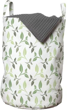 ABAKUHAUS bladwaszak, theebladeren vervaagde kleuren, wasmand met handvatten trekkoord voor wasserettes, groen legergroen — thumbnail 4