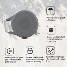 Automatische Waslijn 15m - Retractable Clothesline voor Binnen en Buiten — thumbnail 3