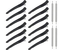Professionele Haarclips voor Stylen en Knippen - 12 Stuks Duckbill Clips met Siliconen Band