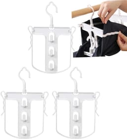 3 stuks Hoodie Droogrek - Winddicht, Draaibaar en Antislip - Huishoudelijke Kleding Droogrek - Draagbaar Winddicht Kledingrek - 15*18cm - Geschikt voor Thuis Balkon Drogen - Wit — thumbnail 1