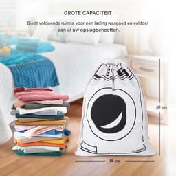 Ynkkvre - Waszak & Laundry Bag – Met Trekkoord Groot Formaat – Badkamer Was Zak – Opvouwbare Linnen Opbergzak – Familie en Reizen – Wasgoed & Speelgoed Organisatie — thumbnail 4