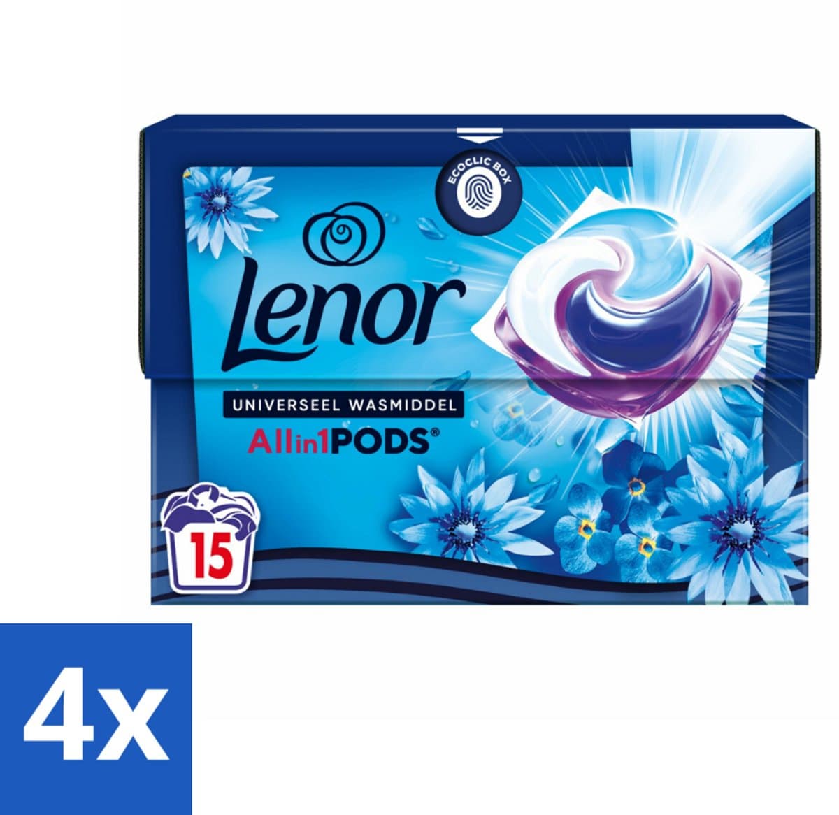 4 x Lenor - Wasmiddel Pods - Universeel - Zeebries - 15 Wasbeurten - Lenor Pods - Wascapsules - Zeebries Geur - Wasmiddel - Wasverzachter — afbeelding 1
