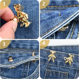 9 Paar Verstelbare Jeansknopen Pinnen voor een Strakkere Taille - Zilveren, Gouden en Zwarte Clips — thumbnail 2
