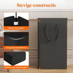 Set van 2 Smalle Wasmanden - Met deksel - Zwart - 65L — thumbnail 3