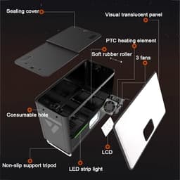 Filament Droger - Ontvochtiger - 3D Printen - LCD Touchscreen - 4 Spoelen - Zwart — thumbnail 5