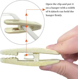20 stuks fluwelen kledingklemmen, wasknijpers, antislip, sterke, vingergevlokte klemmen voor dunne fluwelen kleerhangers, pakken, broeken, rokken (beige) — thumbnail 3