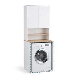 Wasmachinekast - wit-naturel - 68x188,5x60 cm - met opbergruimte — thumbnail 4