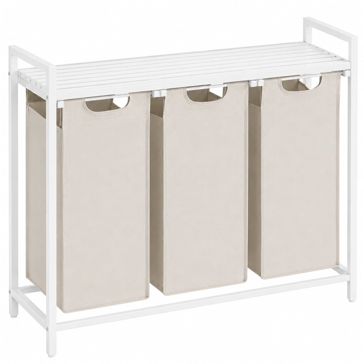 Begryf - Wasmand - metaal/stof- wit/beige - 3 vakken - 92,5 x 33 x 71 cm - 114l — afbeelding 1