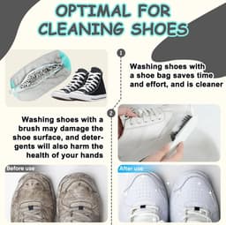 SnelShoppen - Shoe Washing Bag voor Sneakers, 2 Stuks, 360° Bescherming, Zachte en Duurzame Waszak voor Wasmachine en Droger, Grijs, Voor Schoonmaken — thumbnail 4