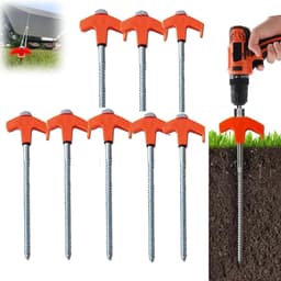 Grondankers - 6 stuks - Tentharingen Schroefbaar - Tent Veilig Zetten - Eenvoudige Installatie - 20.5 cm - Oranje — thumbnail 1