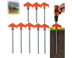 Grondankers - 6 stuks - Tentharingen Schroefbaar - Tent Veilig Zetten - Eenvoudige Installatie - 20.5 cm - Oranje