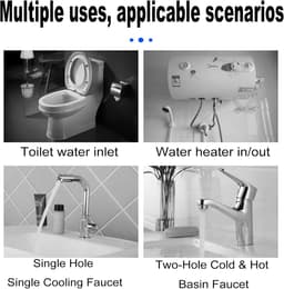 SnelShoppen - 4 Stuks Flexibele Slang 3/8, 304 RVS Water Slang met Bescherming, Ideaal voor Kraan, Wasmachine, Douchekop, Toilet (20cm/10cm) — thumbnail 4