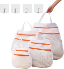 Dubbele Laag Wasnet met Rits en Handvatten - 4 Stuks, Ideaal voor Ondergoed, Handdoeken en Delicate Kledingstukken — thumbnail 1