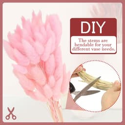 Gedroogde bloemen, 70 stuks natuurlijke zachte kunstmatige gedroogde konijnenstaart voor huisdecoratie, boho vaas, bruiloft, roze — thumbnail 3