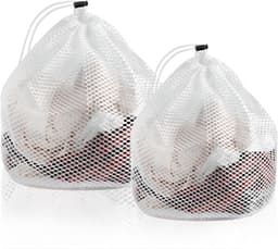 SnelShoppen - 2 stuks mesh waszakken, trekkoord wasmachine zakken net waszakken voor kleding blouse beha sokken (11,8"x15,8"/15,8"x19,7") — thumbnail 1