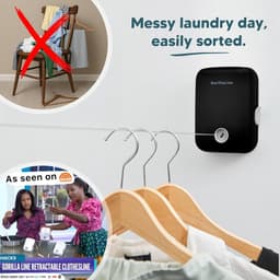 Intrekbare Waslijn - Kledinglijn Droogrek - Kleding Drogen - Wandgemonteerd - 40 ponden - Zilver — thumbnail 4