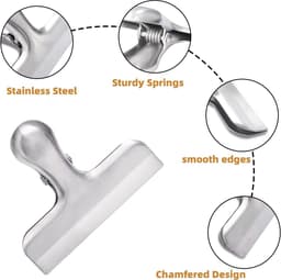 Sluitklemmen Roestvrij Staal - Keukenclips Zakclips - Voedsel Vers Houden - Sterke Veerelasticiteit - 8 stuks 76 mm - Zilver — thumbnail 5