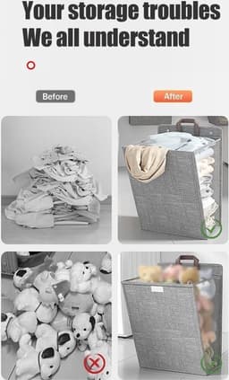 Wandhangende Opvouwbare Wasmand - Draagbare Hangwasmand - Geperforeerd PP Kunststof - Zelfklevende Montage Zonder Boren - Ventilerend Ontwerp - Voor Badkamer, Wasruimte En Kast — thumbnail 3