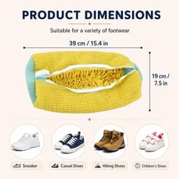 Thijox - 360° Waszak voor Sneakers en Sportschoenen met Verborgen Rits, Duurzaam Polyester, Geel, Set van 2 - Schoenen Waszak voor de Wasmachine — thumbnail 2