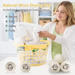 SnelShoppen - Verpakking met 6 Wollen Drogerballen 7 cm - Bespaar Energiedroogtijd - Ideaal voor Kleding en Donsjassen - Personaliseerbare Geur met Et — thumbnail 2