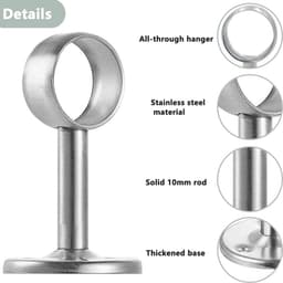 Kaststeun 25mm - RVS Plafondbeugel - Met 3 gaten voor extra stabiliteit - Geschikt voor gordijnstangen - ShopVlot — thumbnail 5