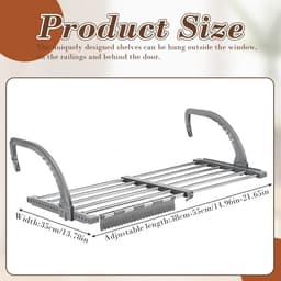 Uittrekbaar en opvouwbaar wasrek voor balkon en binnen, handdoekhouder, radiator, ruimtebesparend, 38-55 cm x 35 cm — thumbnail 1