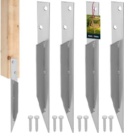 KOTARBAU® Set vom 4 Grondankers, Thermisch Verzinkt Staal, 44.5x4 cm, Zilver, Bodemankers, Grondankers voor Schommel, Paalhouder — thumbnail 1