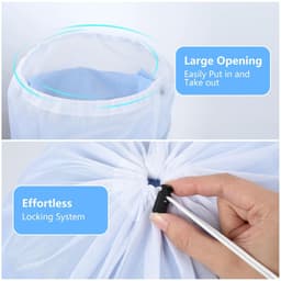 Dailygoods - OTraki Wasnet voor wasmachine, 40 x 50 cm, 2 stuks, grote waszak, met trekkoord, herbruikbare fijnmazige waszakken voor college, slaapzaal en woning (wit) — thumbnail 2