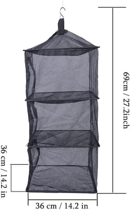 Dailygoods- Droognet Opvouwbaar - Hangend Droogrek - Draagbaar Droognet - Gaasplanken - Polyesterstaal - 36 x 36 x 69 cm — thumbnail 5