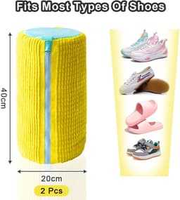 Dailygoods - waszakken voor schoenen, 2 stuks, waszakken voor schoenen, waszak met ritssluiting, herbruikbare waszak, efficiënte reiniging, grijs — thumbnail 3