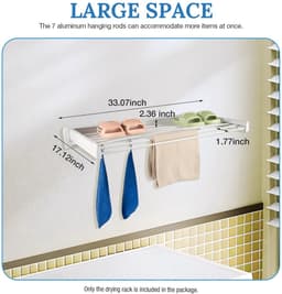 Dailygoods 7 Staven Opvouwbaar Onzichtbaar Rek Wandmontage Drooghanger Intrekbaar Opvouwbaar Droogrek 84*43.5*6cm - AliE — thumbnail 1