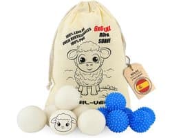 Droger- en Wasmachineballen Set - Natuurlijke Schapenwol en PVC - Vermindert Kreukels - Bespaart Energie - Voor Efficiënt Wassen en Drogen