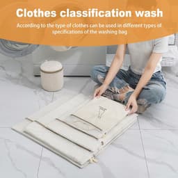Set van wasnetten met gaas, 7-delige set waszakken met automatische ritssluiting, geschikt voor damesondergoed, damesoverhemden, korte rokken, panty's, BH's - beige — thumbnail 3